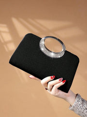 Elegant Design Sparkling Glitter With Simple Crystal Evening Wedding Crossbody Handbag Mssza