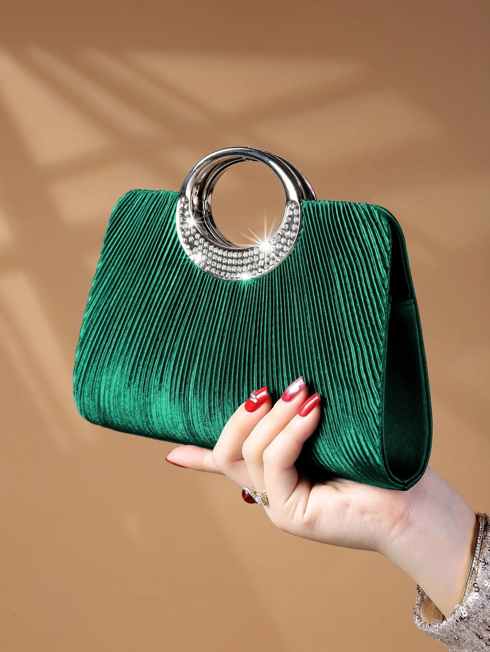 Elegant Design Sparkling Glitter With Simple Crystal Evening Wedding Crossbody Handbag Mssza