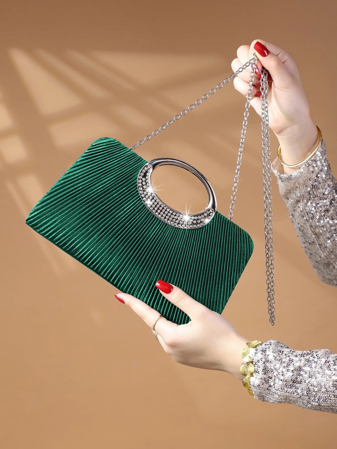 Elegant Design Sparkling Glitter With Simple Crystal Evening Wedding Crossbody Handbag Mssza