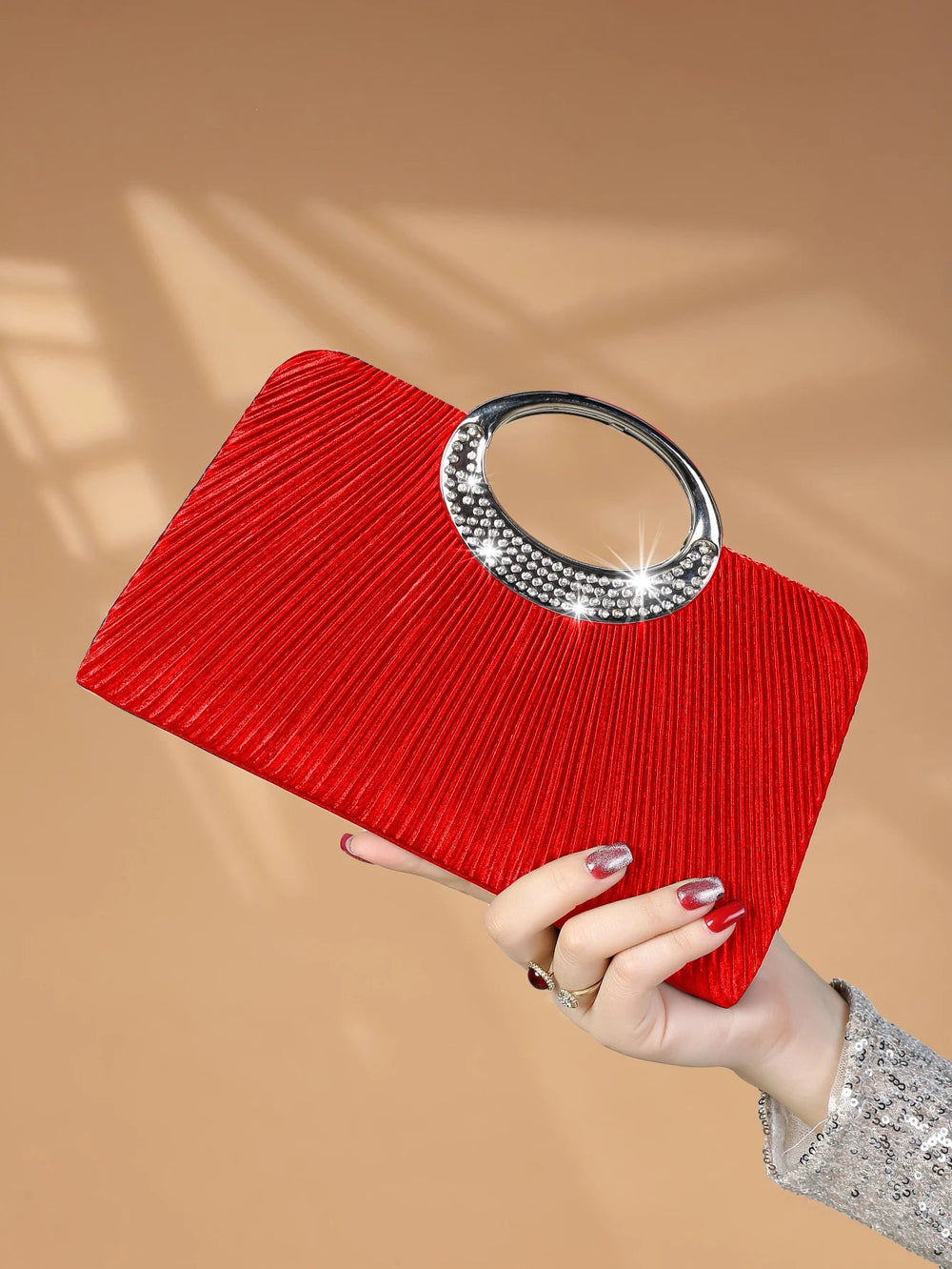 Elegant Design Sparkling Glitter With Simple Crystal Evening Wedding Crossbody Handbag Mssza