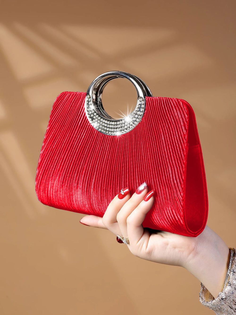 Elegant Design Sparkling Glitter With Simple Crystal Evening Wedding Crossbody Handbag Mssza