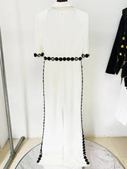 Elegant Designer Short Sleeve Embroidery Beaded Jumpsuit Mssza