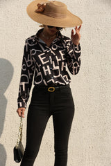 Elegant Digital Print Slim Fit Shirt Slight Stretch Office Outfit Mssza