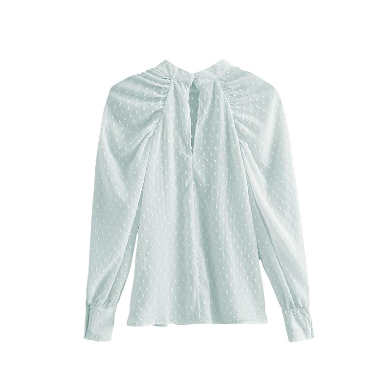 Elegant Dots Embroidery Transparent Blouse Mssza