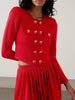 Elegant Double-Breasted Jacket Pleated Skirt 2-Piece Suit Mssza
