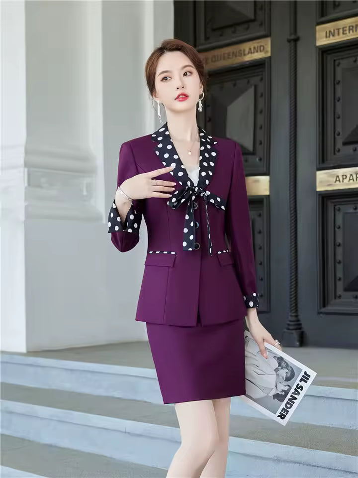 Formal Double Breasted Scarf Collar Office Blazer and Pants 2 Pieces Outfits Mssza