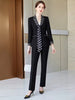 Elegant Double Breasted Scarf Collar Office Blazer and Pants 2 Pieces Outfits Mssza