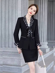 Formal Double Breasted Scarf Collar Office Blazer and Pants 2 Pieces Outfits Mssza