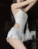 Elegant Drawstring Zipper Rise Ripped Lace-up Polyester Shorts Mssza