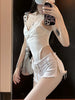 Elegant Drawstring Zipper Rise Ripped Lace-up Polyester Shorts Mssza