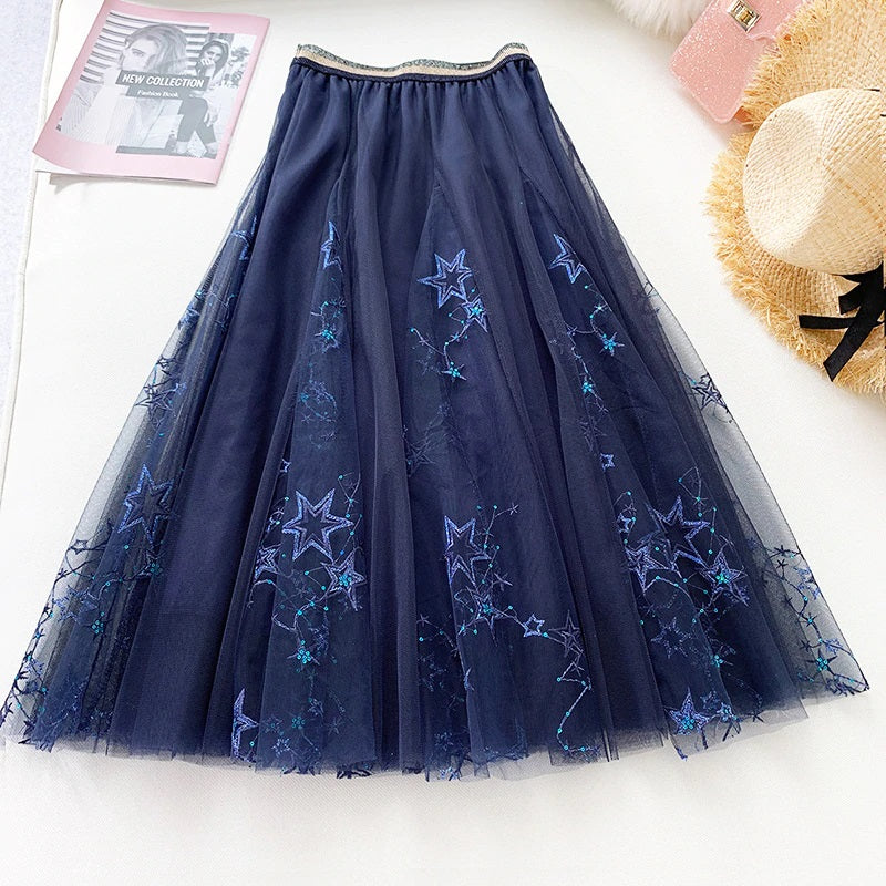 Elegant Embroider Sequied Long Skirt Mssza