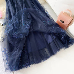 Elegant Embroider Sequied Long Skirt Mssza