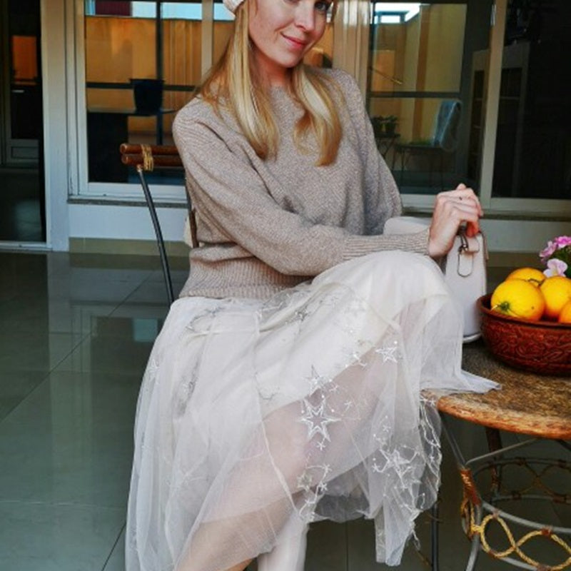 Elegant Embroider Sequied Long Skirt Mssza