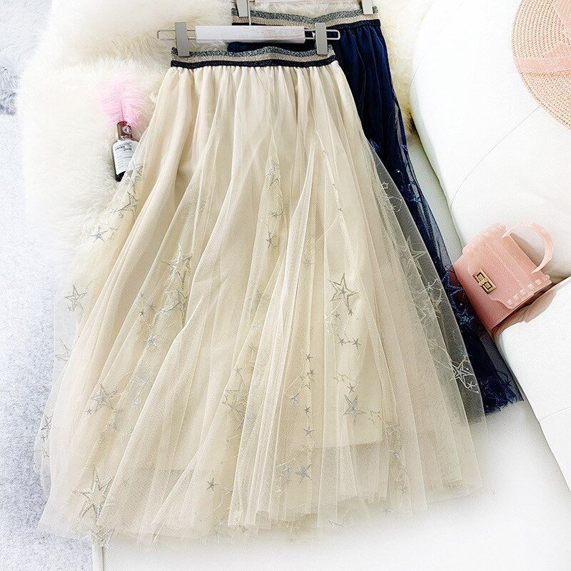 Elegant Embroider Sequied Long Skirt Mssza
