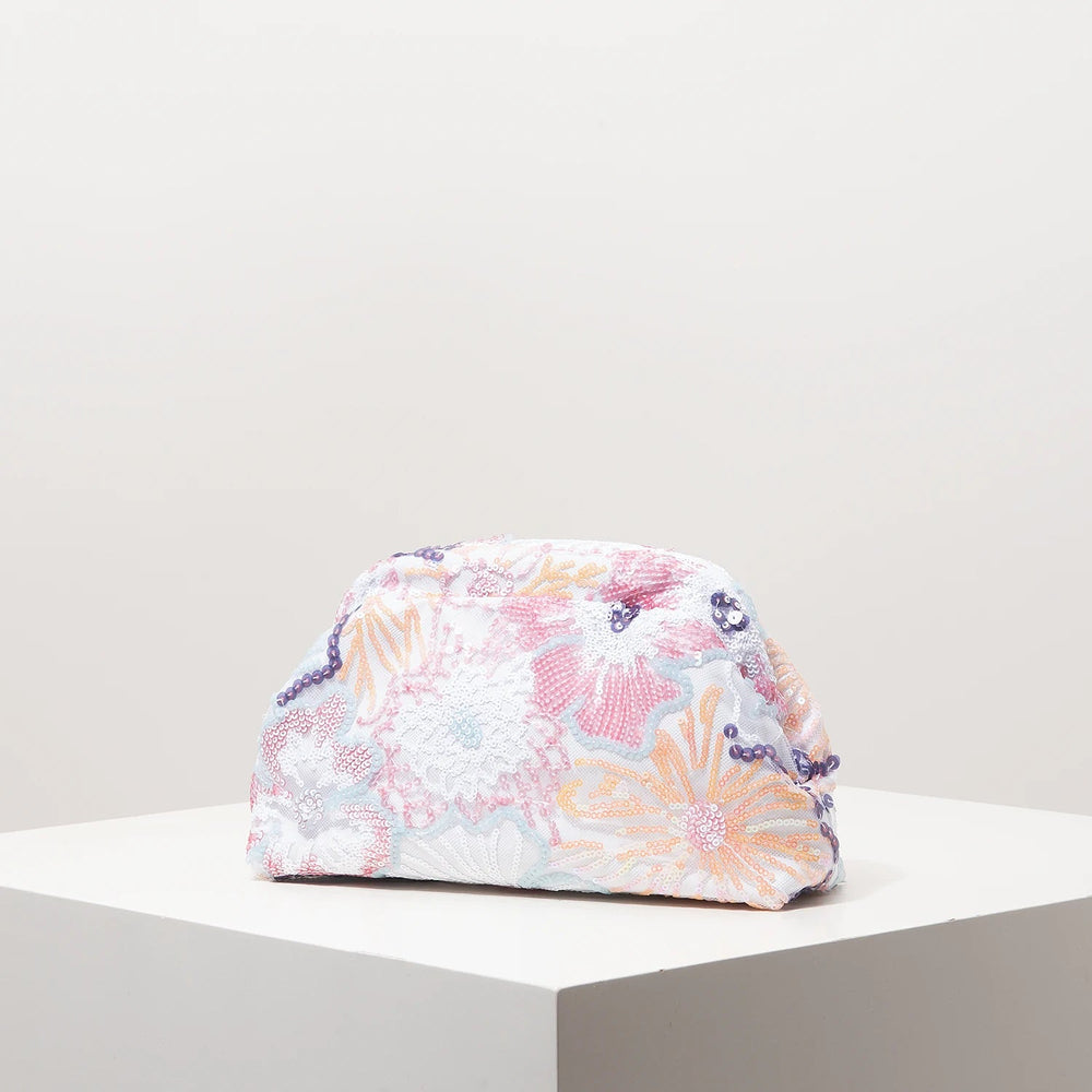 Elegant Embroidery Flowers Sequin Floral Bridal Party Prom Clutch Bag Mssza