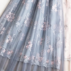 Elegant Embroidery Pleated Long Skirt Mssza