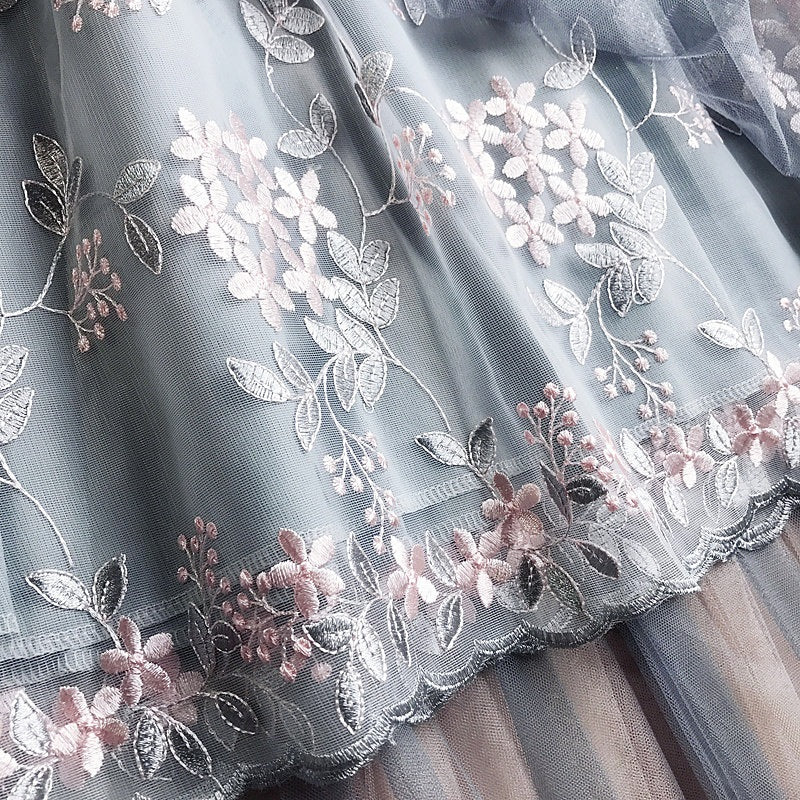 Elegant Embroidery Pleated Long Skirt Mssza