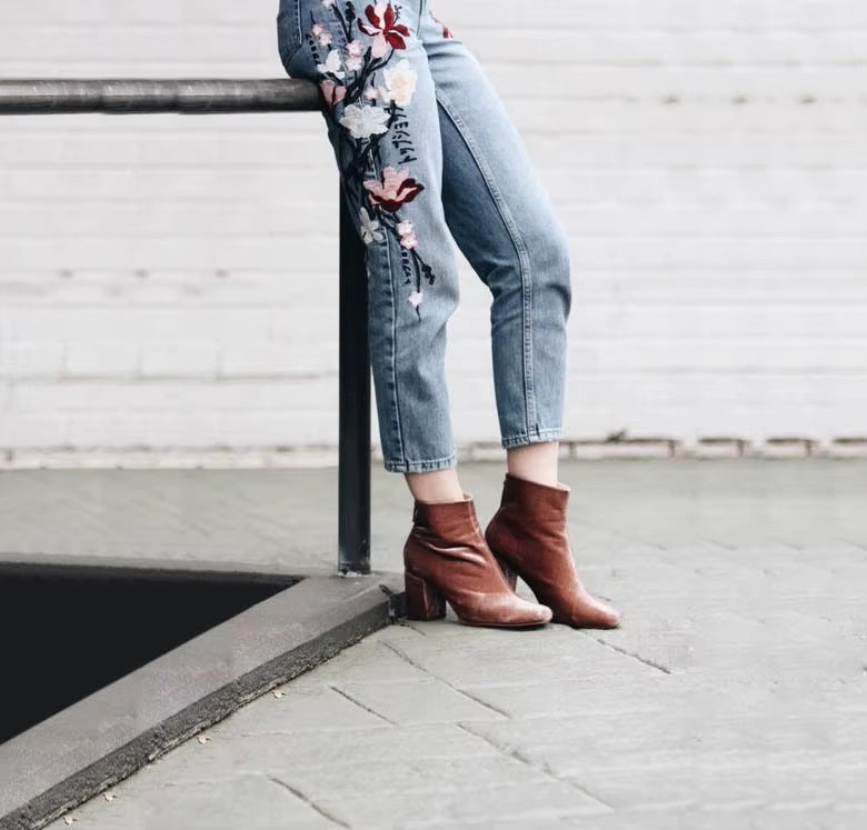 Elegant Embroidery Straight Loose Wilde Street Wear Style Photography Denim Pants Mssza