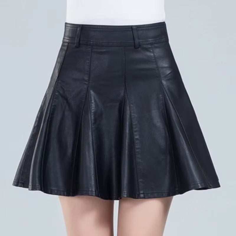 Elegant Empire Real Leather Slight Stretch High Waist Plus Size Skirt Mssza
