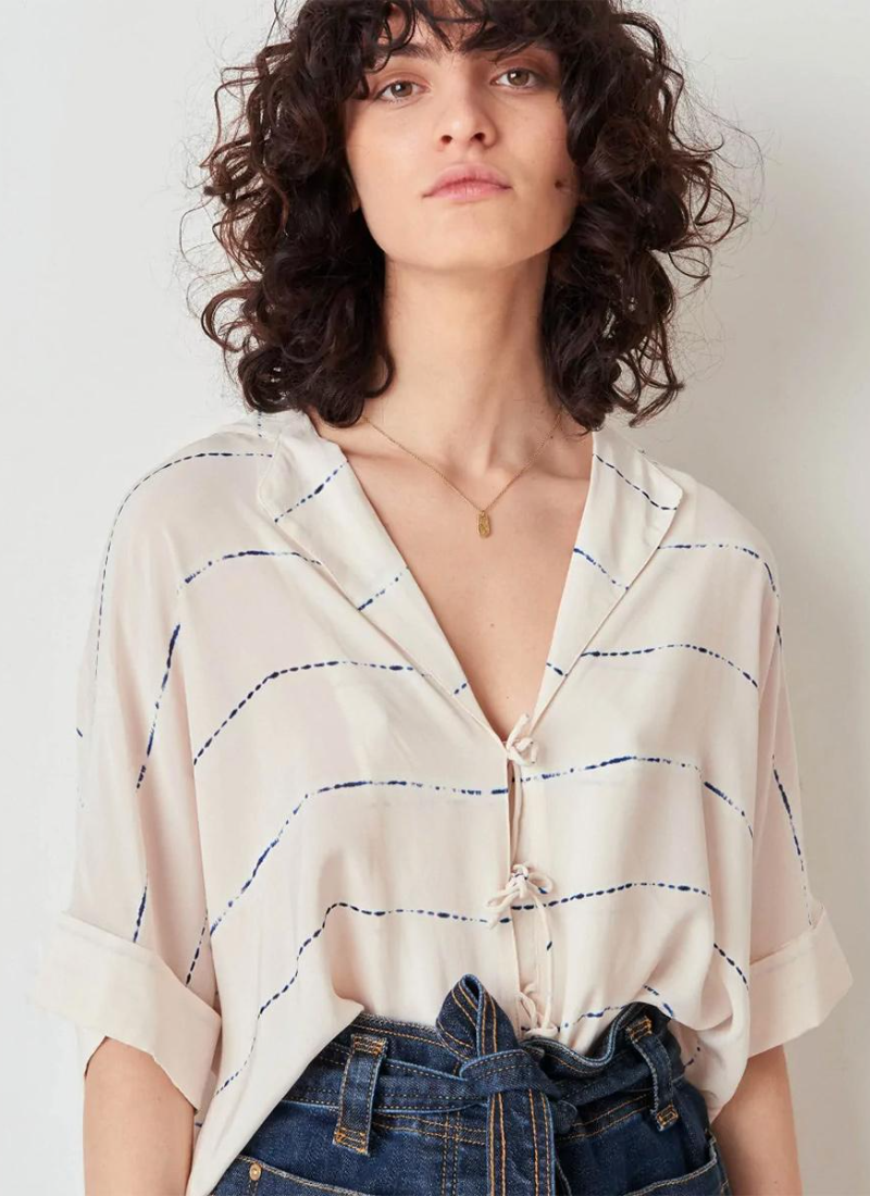 Elegant Shirt Plunge Neckline Short Sleeves Casual Top Mssza