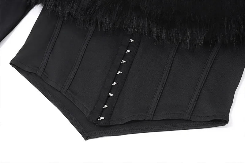 Elegant Feather Strapless T-shirt Off-shoulder Backless Sheer Long Sleeve Club Party Tops Mssza