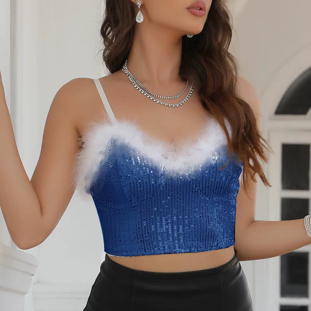 Elegant Flocking Sleeveless Sweetheart Neck Party Tanks Mssza