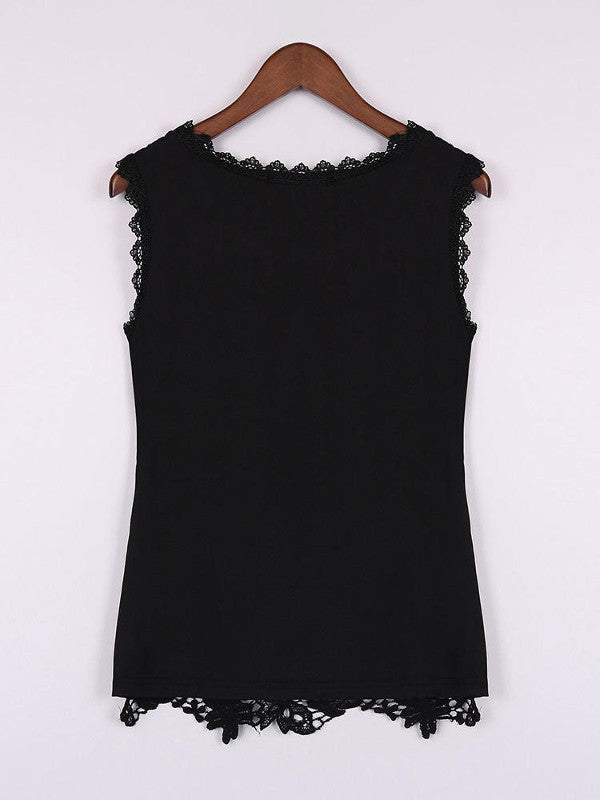 Elegant Floral Crochet Lace Sleeveless Tank Tops Mssza