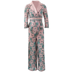 Elegant Floral Lace Top and Pants Two Pieces Set Mssza