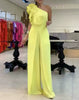 Elegant Floral Pattern One Shoulder Ruffles Jumpsuit Mssza