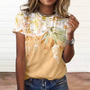 Elegant Floral Print Tee Large Size Short Sleeve T Shirt Mssza