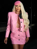 Elegant Flower Decoration Leather Jacket With Mini Skirt 2 Pieces Set Mssza