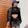 Elegant Folds Bodycon High Waist Slim Party Club PU Skirt Streetwear Mssza