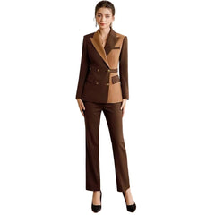 Elegant Formal Double Breasted Peak Lapel Business Blazer Office Lady Slim Fit 2 Piece Suits Mssza