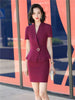 Elegant Formal Lantern Sleeve Blazer And Skirt 2 Piece Suit Mssza
