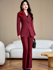 Elegant Formal Single Button Blazer Jacket Coat And Trouser Business Work Wear 2 Piece Pant Suit Mssza