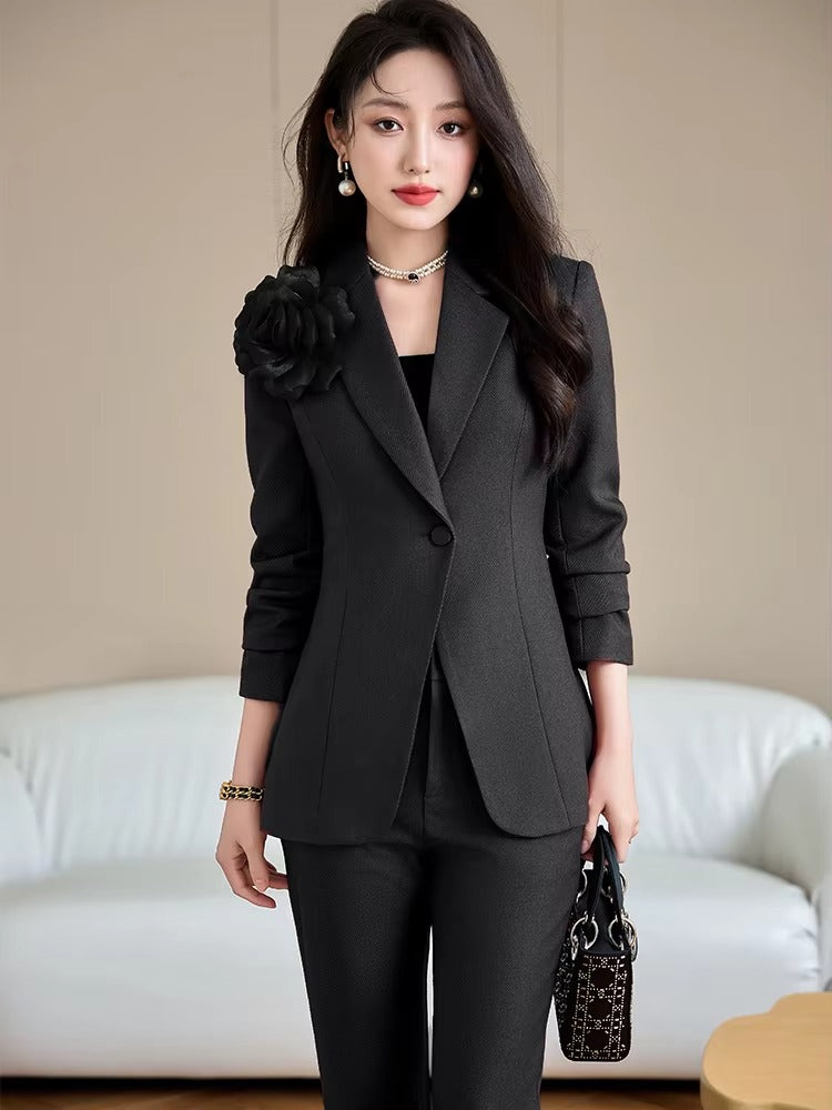 Elegant Formal Single Button Blazer Jacket Coat And Trouser Business Work Wear 2 Piece Pant Suit Mssza