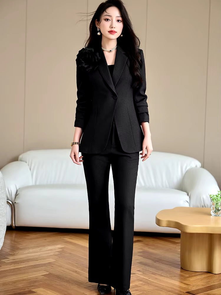 Elegant Formal Single Button Blazer Jacket Coat And Trouser Business Work Wear 2 Piece Pant Suit Mssza