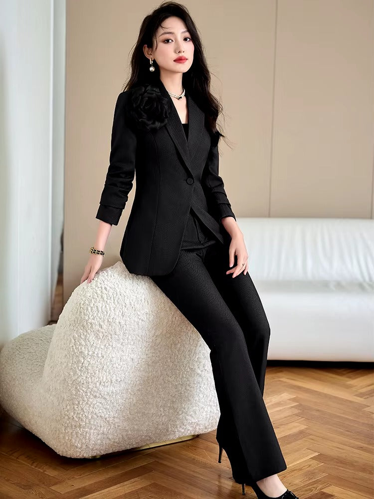 Elegant Formal Single Button Blazer Jacket Coat And Trouser Business Work Wear 2 Piece Pant Suit Mssza