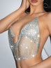 Elegant Full  Mesh Backless Halter Neck Hollow Out See Through Crop Top Mssza