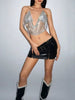 Elegant Full  Mesh Backless Halter Neck Hollow Out See Through Crop Top Mssza