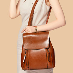 Elegant Genuine Leather Backpack Natural Skin Book Laptop Rucksack Messenger Cross body Shoulder Bag Mssza
