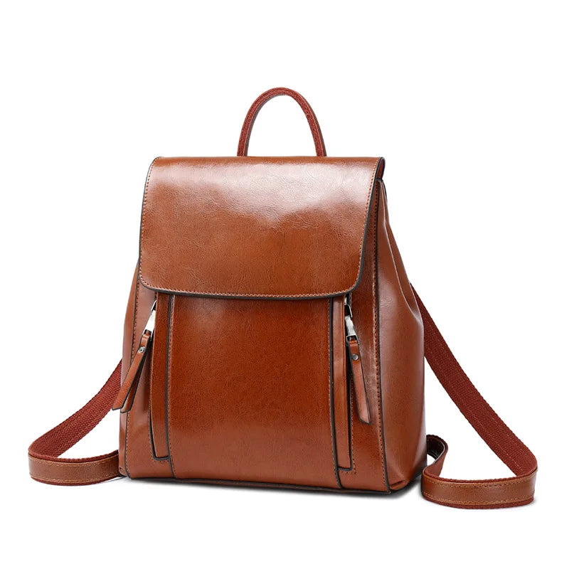 Elegant Genuine Leather Backpack Natural Skin Book Laptop Rucksack Messenger Cross body Shoulder Bag Mssza