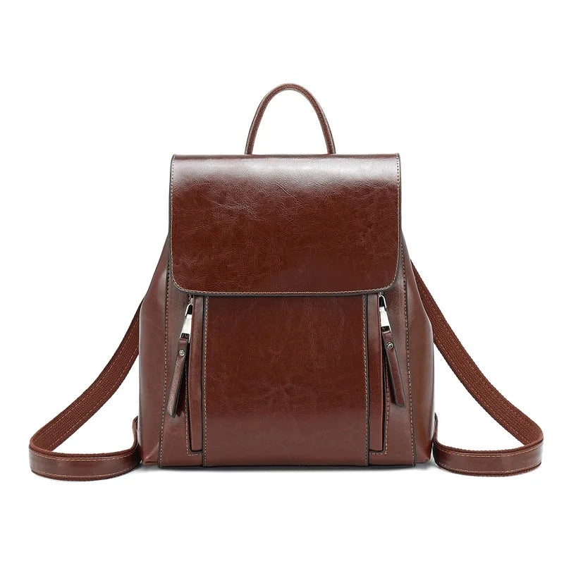 Elegant Genuine Leather Backpack Natural Skin Book Laptop Rucksack Messenger Cross body Shoulder Bag Mssza