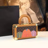 Elegant Genuine Leather Evening Top Handle Satchel Small Hard Purse Pumpkin Box Crossbody Handbags Mssza