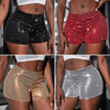 Elegant Glittery High Waist Sequins Straight Leg Shorts Mssza