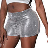Elegant Glittery High Waist Sequins Straight Leg Shorts Mssza