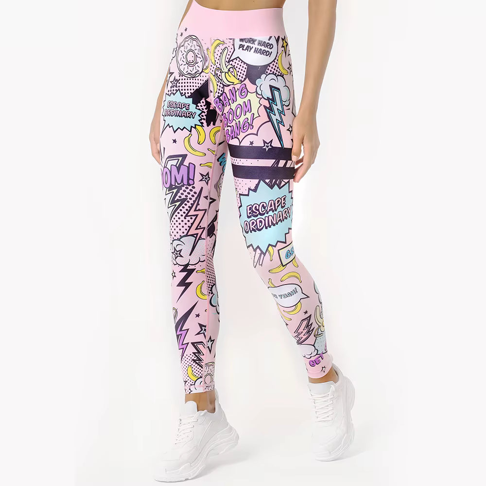 Elegant Graffiti Sportswear Yoga Set Workout Tracksuit Mssza