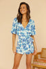 Elegant Half Sleeve Printed Back Split Strap Mid Waist Off Jumpsuit Mssza
