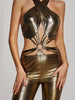 Elegant Halter Hollow Out Sleeveless Bodycon Jumpsuit Mssza