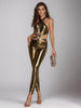 Elegant Halter Hollow Out Sleeveless Bodycon Jumpsuit Mssza